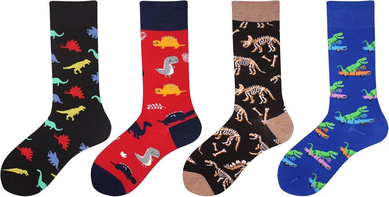 Cansok Men's 2/4 Packs Fun Crazy Novelty Dress Crew Socks - Image 2